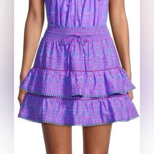 Vineyard Vines NWT Anegada Print Ruffled Mini Skirt Purple Pink Size Medium